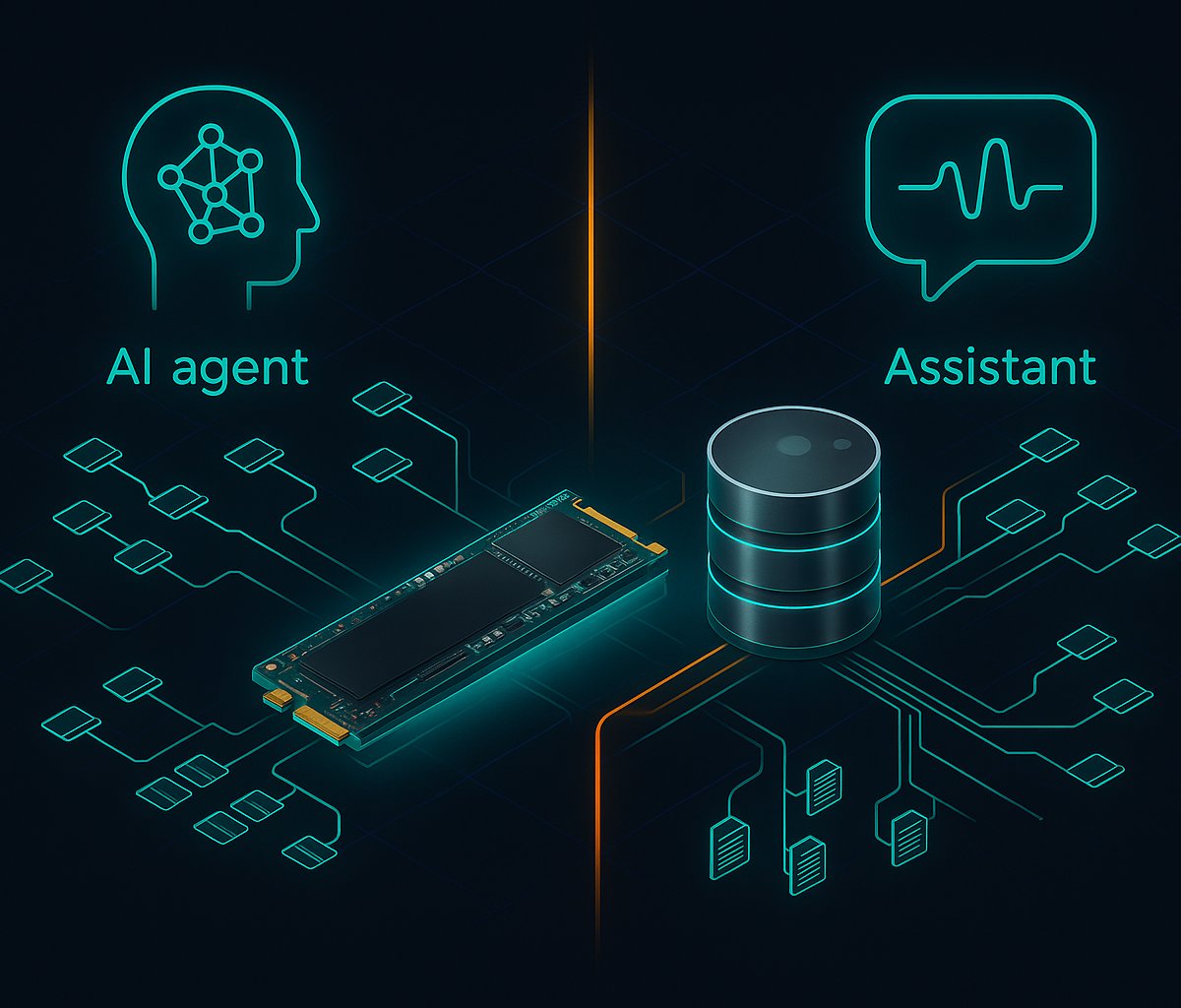 Cover illustration for “AI Agent vs AI Assistant Architectural Differences”