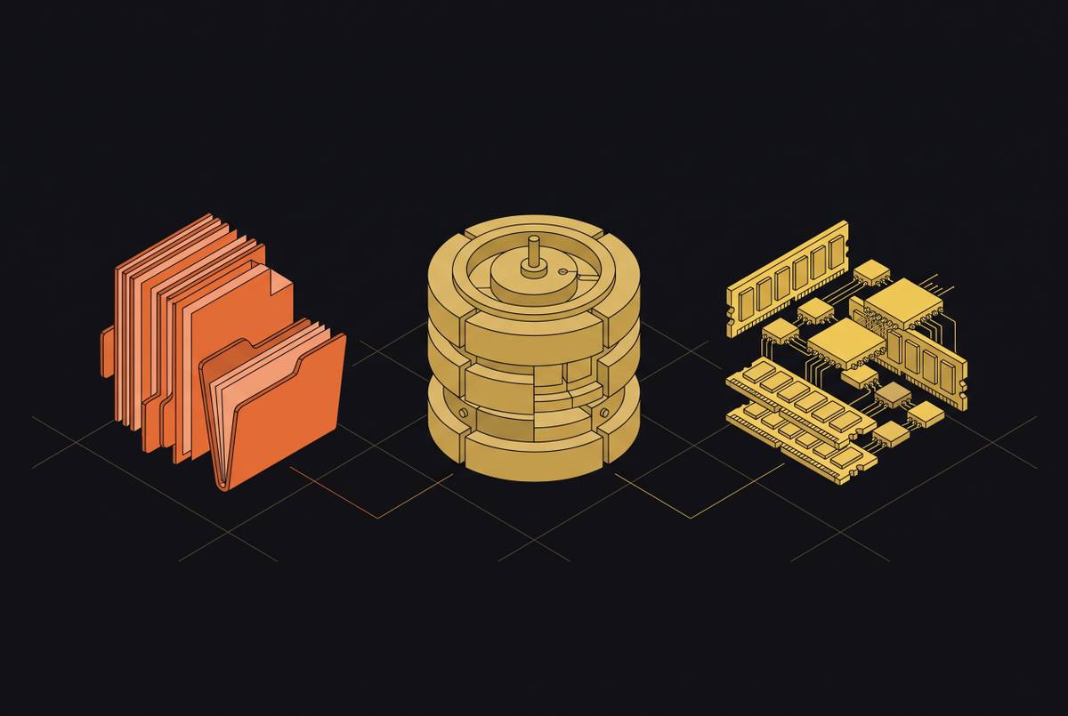 Cover illustration for “Files vs. Databases vs. In-Memory State for Agent Context Storage”